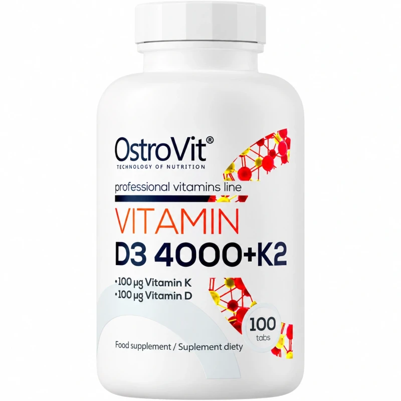 OstroVit Vitamin D3 4000 IU + K2 | D3 ir K2 vitaminas 100 tablečių