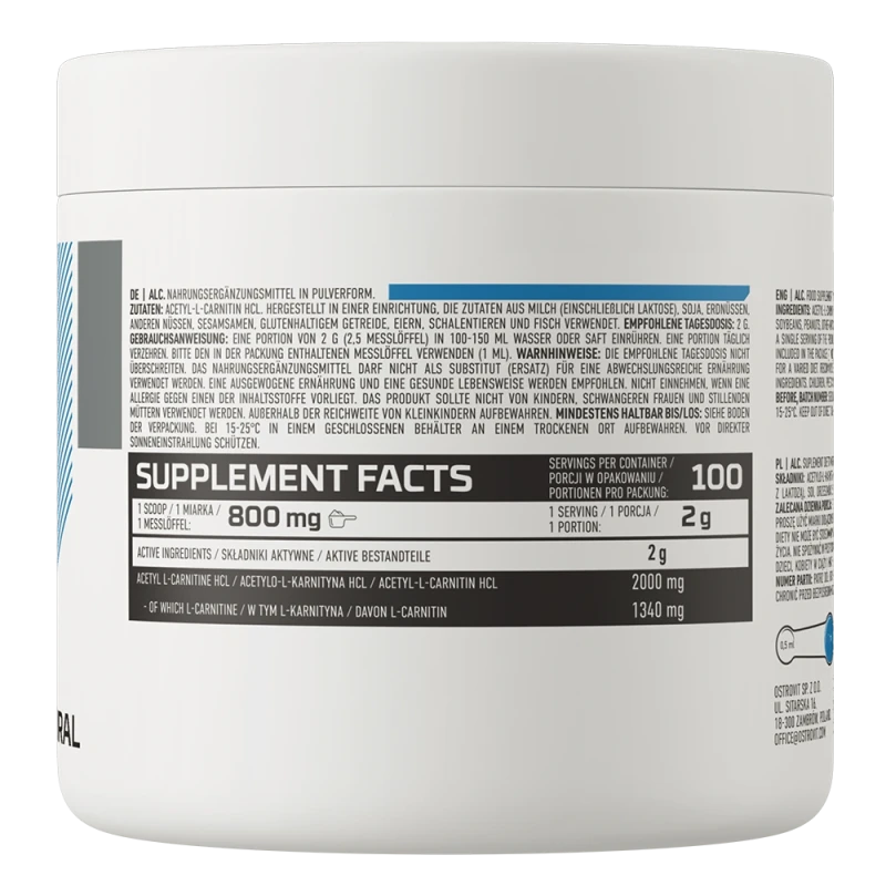 OstroVit Acetyl L-Carnitine | Acetil‑L‑Karnitinas milteliai 200 g