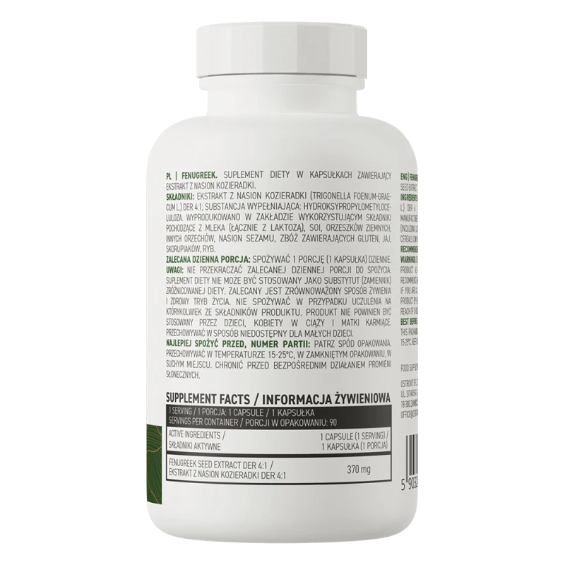 OstroVit Fenugreek VEGE | Vaistinės Ožragės Sėklų Ekstraktas 370 mg 90 Kapsulių
