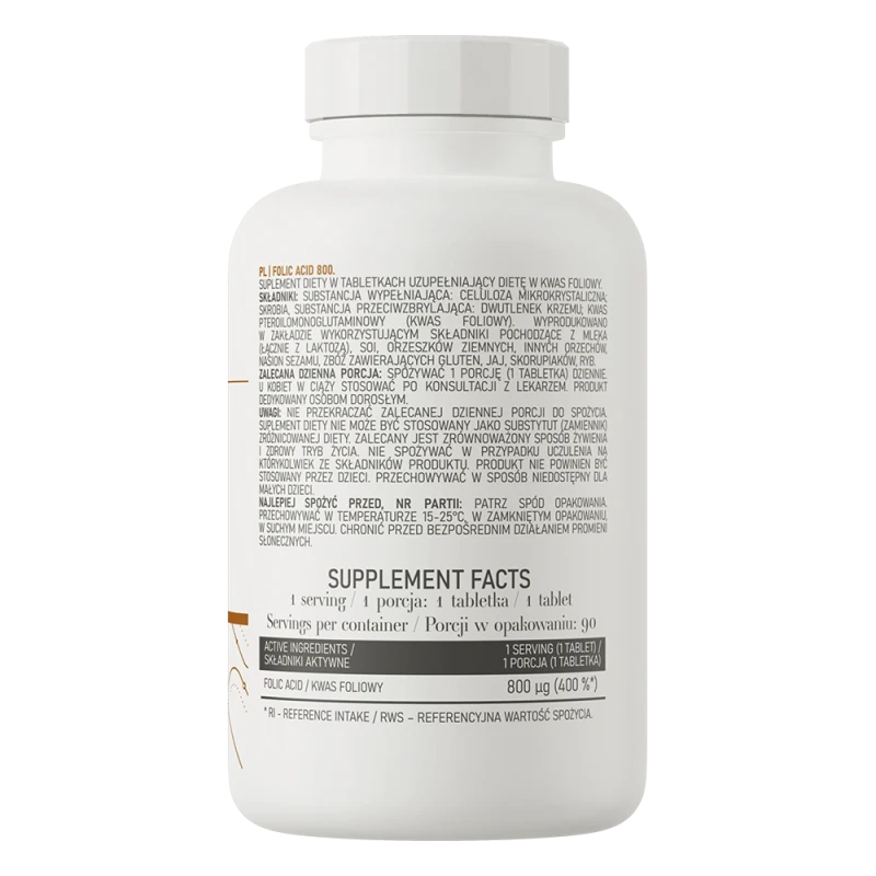 OstroVit Folic Acid | Folio rūgštis B9 vitaminas 90 tablečių