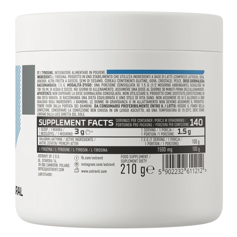 OstroVit Tyrosine | L-tirozinas milteliuose 210 g