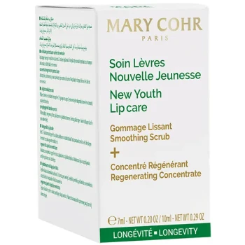 Mary Cohr New Youth Lip Care | Pilnavertė anti-senėjimo lūpų priežiūros rinkinys su šveitimu ir atkuriančiu koncentratu 17 ml
