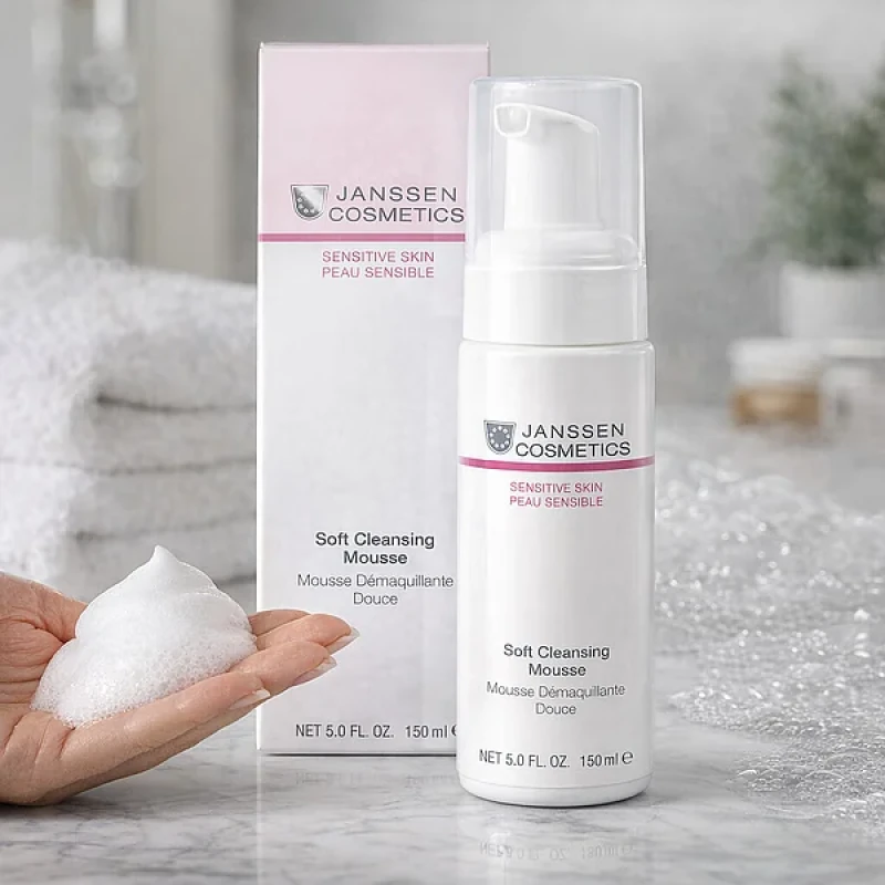 Janssen Cosmetics Soft Cleansing Mousse | Švelnios valomosios putos jautriai odai, 150 ml