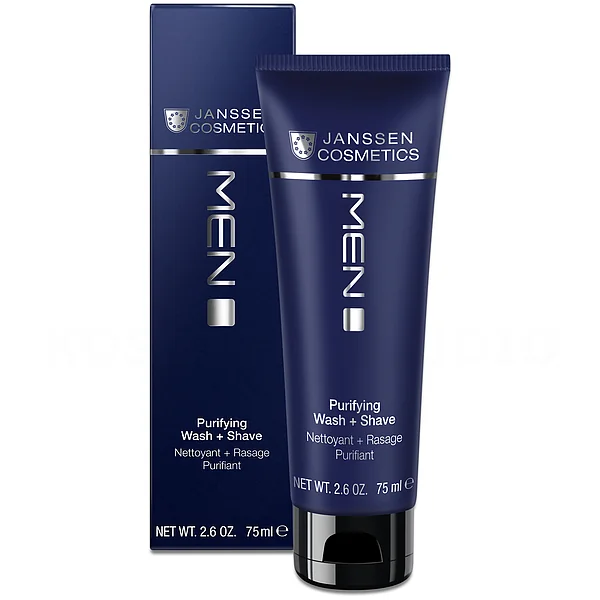 Janssen Cosmetics Purifying Wash + Shave | Švelnios putos skutimuisi ir veido plovimui, 75 ml