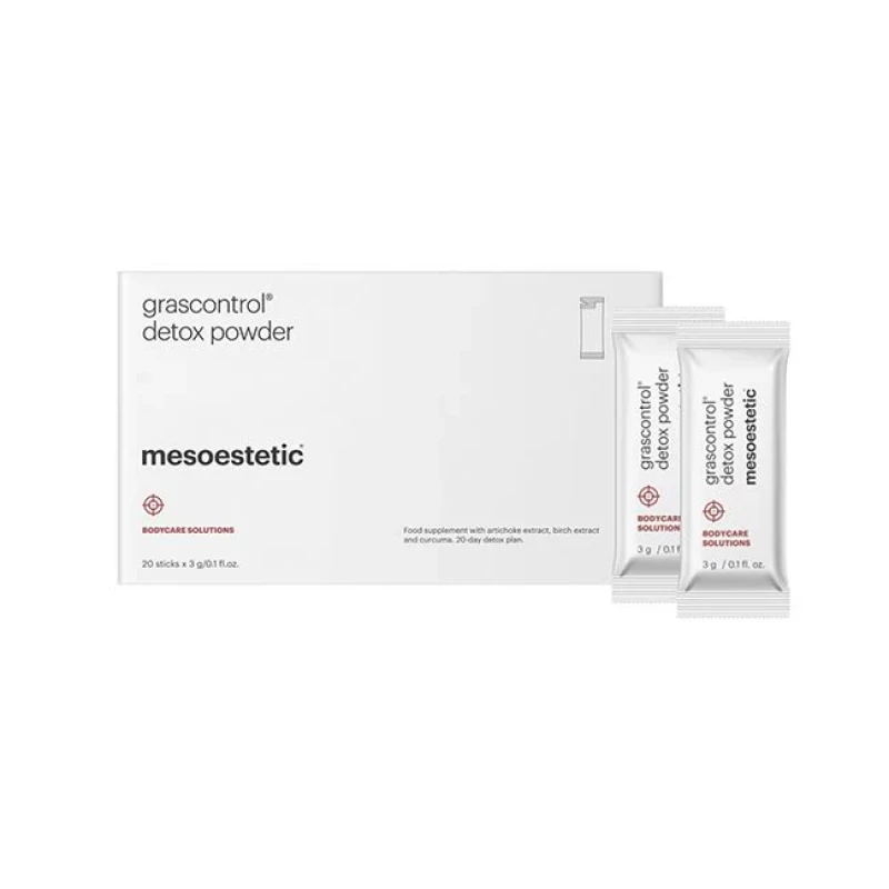 Mesoestetic grascontrol® detox powder | Maisto papildas su artišokų, beržų ir ciberžolės ekstraktais 20 × 3 g