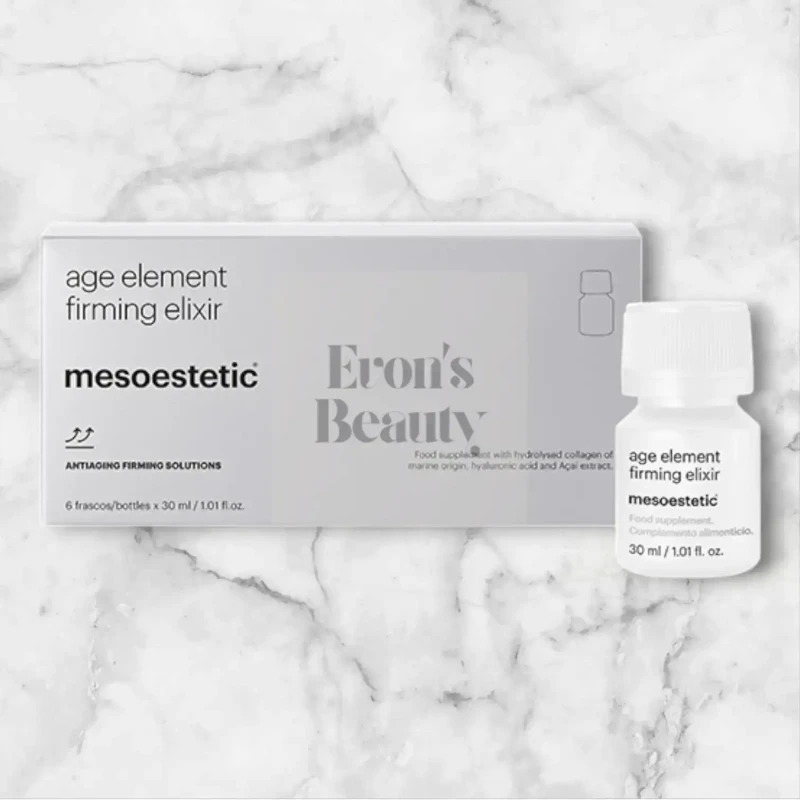 Mesoestetic age element® firming elixir | Maisto papildas su hidrolizuotu jūros kolagenu ir hialurono rūgštimi 6 × 30 ml