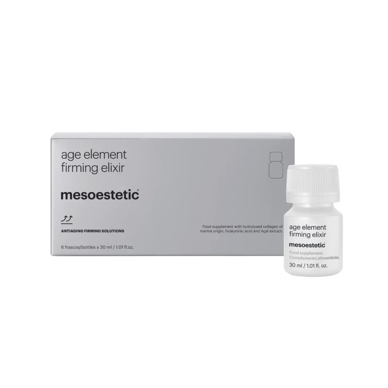Mesoestetic age element® firming elixir | Maisto papildas su hidrolizuotu jūros kolagenu ir hialurono rūgštimi 6 × 30 ml