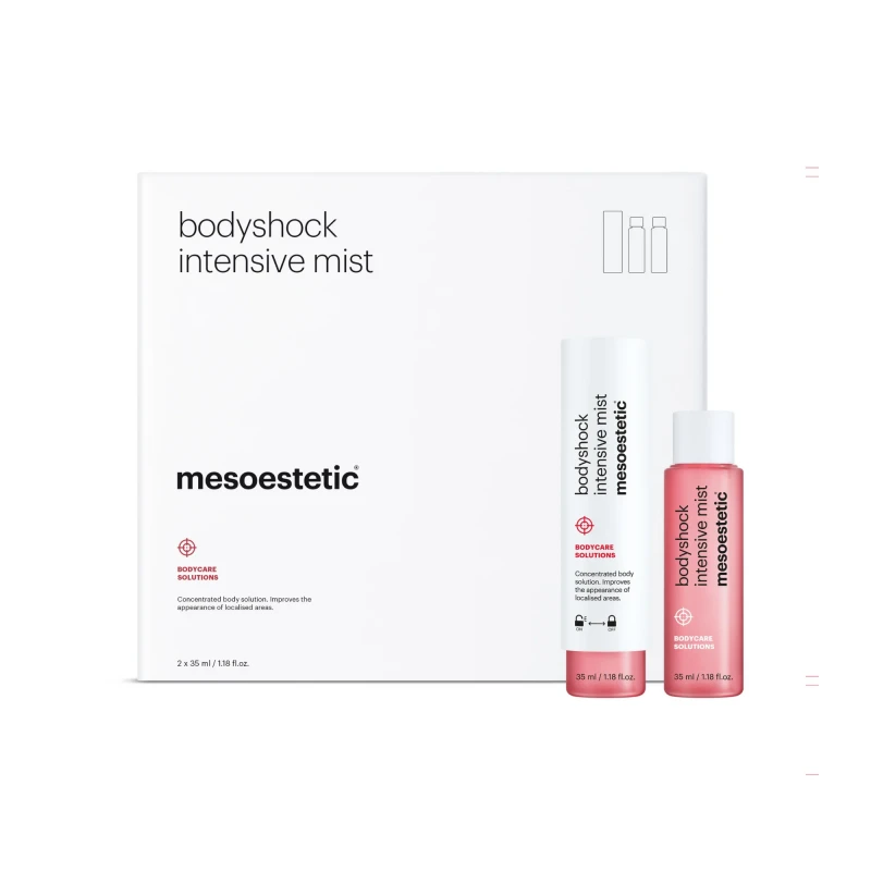 Mesoestetic bodyshock® intensive mist | Intensyvus dvifazis kūno koncentratas vietiniams riebalų kaupimams ir celiulito požymių mažinimui 2 × 35 ml