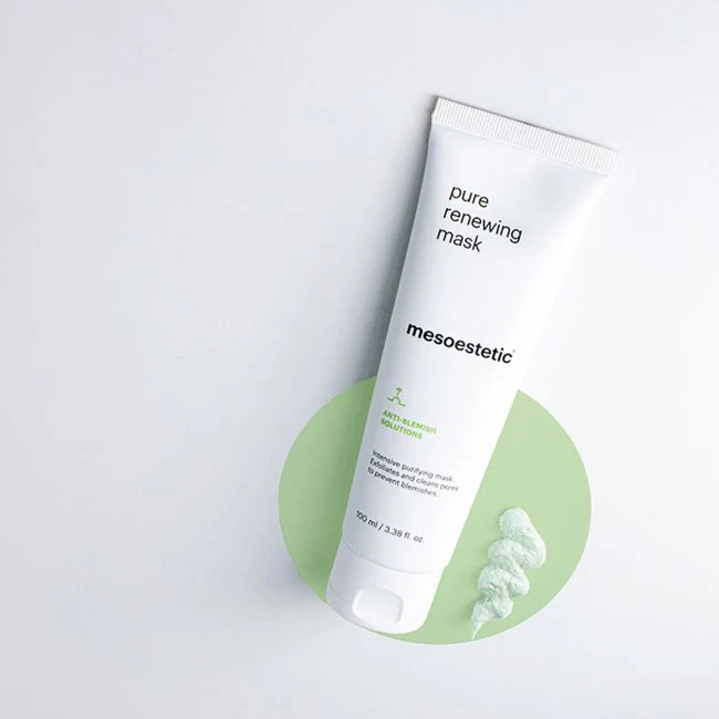 Mesoestetic pure renewing mask | Intensyviai valanti veido kaukė riebiai ir spuoguotai odai 100 ml