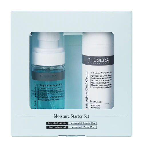 THESERA Moisture Starter Set | Drėkinamasis veido priežiūros rinkinys 2 x 50 ml