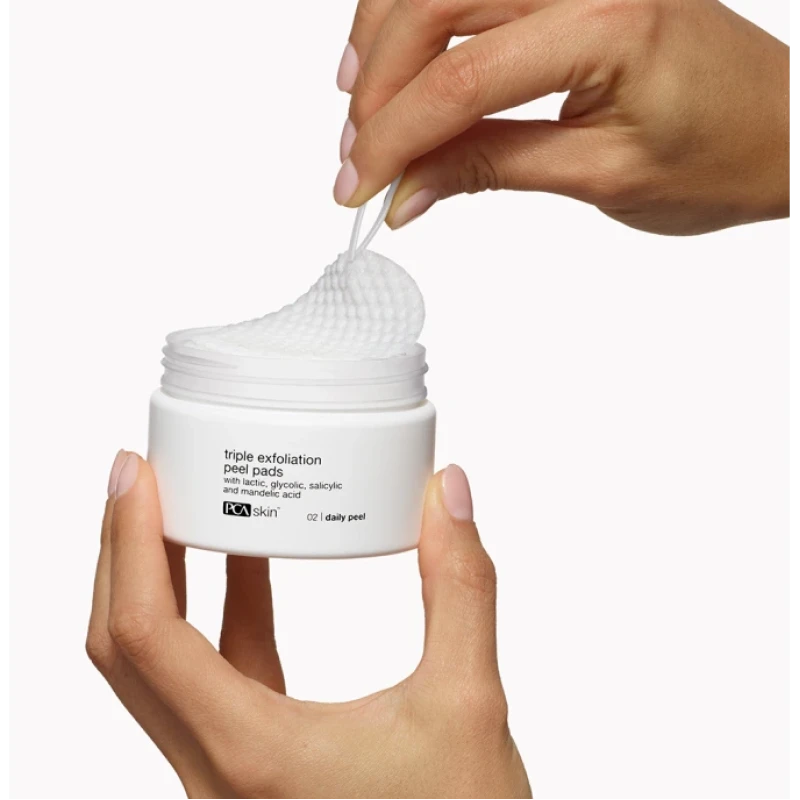 PCA Skin Triple Exfoliation Peel Pads | Trijų poveikių šveičiamojo poveikio diskai odos atnaujinimui 30 vnt.