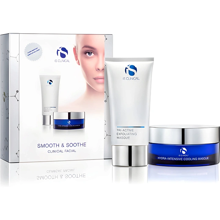 iS Clinical Smooth & Soothe Clinical Facial | Dviejų žingsnių veido procedūrų rinkinys odos tekstūros gerinimui ir nuraminimui