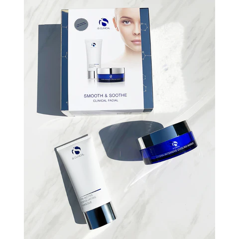 iS Clinical Smooth & Soothe Clinical Facial | Dviejų žingsnių veido procedūrų rinkinys odos tekstūros gerinimui ir nuraminimui