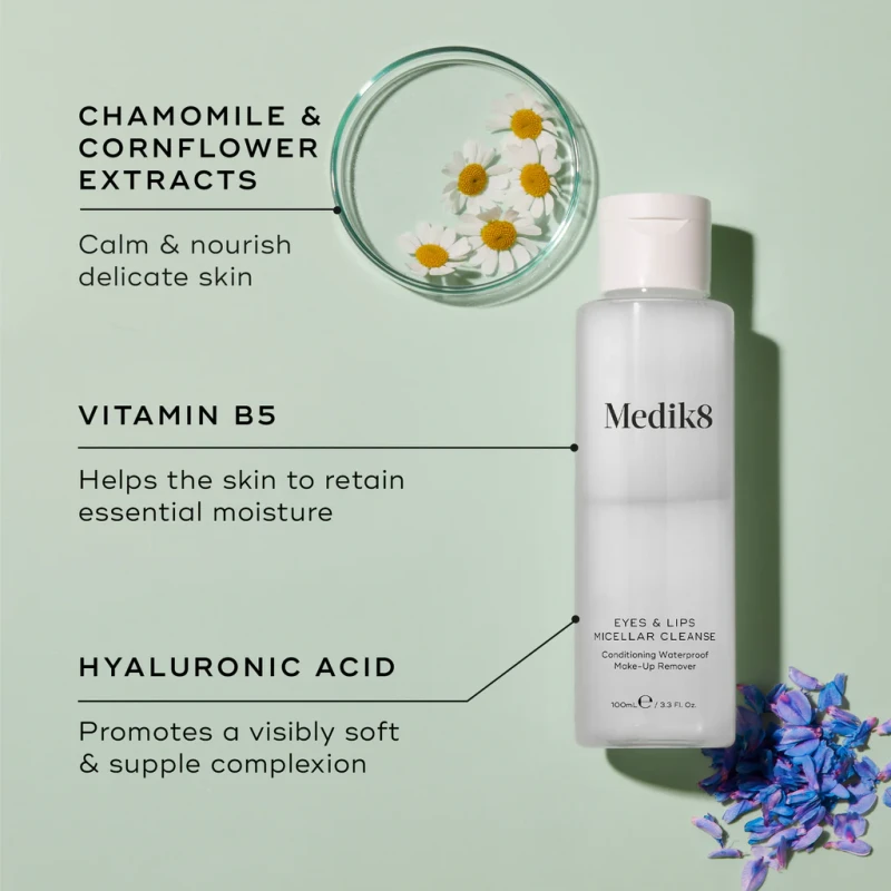 Medik8 Eyes & Lips Micellar Cleanse | Micelinė prausyklė akims ir lūpoms 100 ml