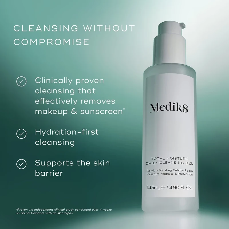 Medik8 Total Moisture Daily Cleansing Gel | Drėkinamasis valomasis gelis odos barjero palaikymui 145 ml
