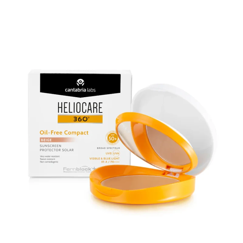 HELIOCARE 360° Oil-Free Compact SPF50 (Beige) 10 g | Kompaktiškas saulės apsaugos pudra riebiai odai (Bėžas)
