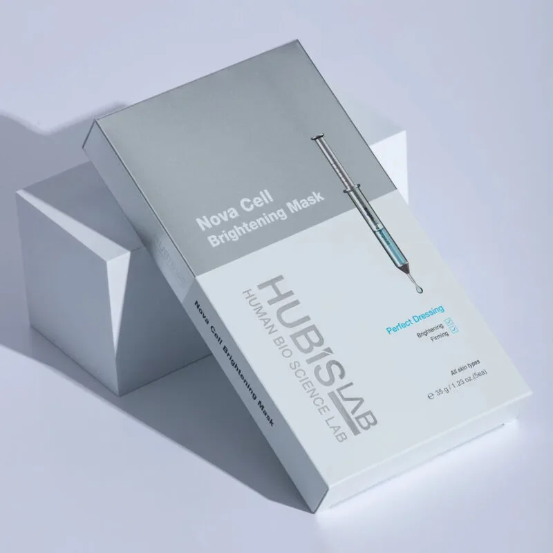 HUBISLAB e+ Epiderma Nova Cell Brightening Mask | Šviesinanti veido kaukė su braškių, rožių ir mango ekstraktu 5 vnt. × 35 g