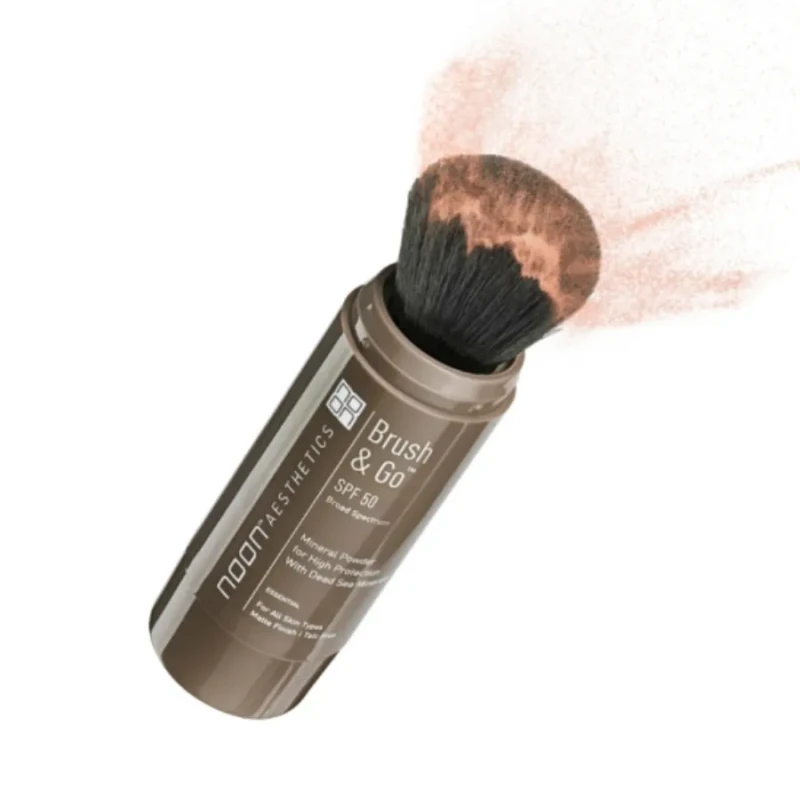NOON Brush & Go papildymas SPF50 | Mineralinis SPF pudros užpildymas visiems odos tipams, vidutinė spalva 02, 3 × 5 ml