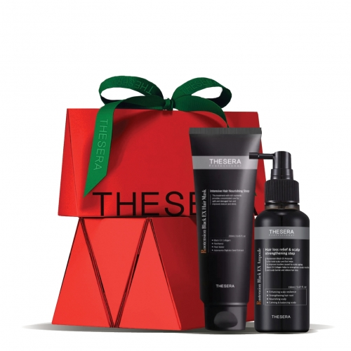 THESERA Rootension Hair Revival Set | Komplektas plaukstantiems plaukams (Rootension Black EX maska 250 ml + serumas 150 ml)