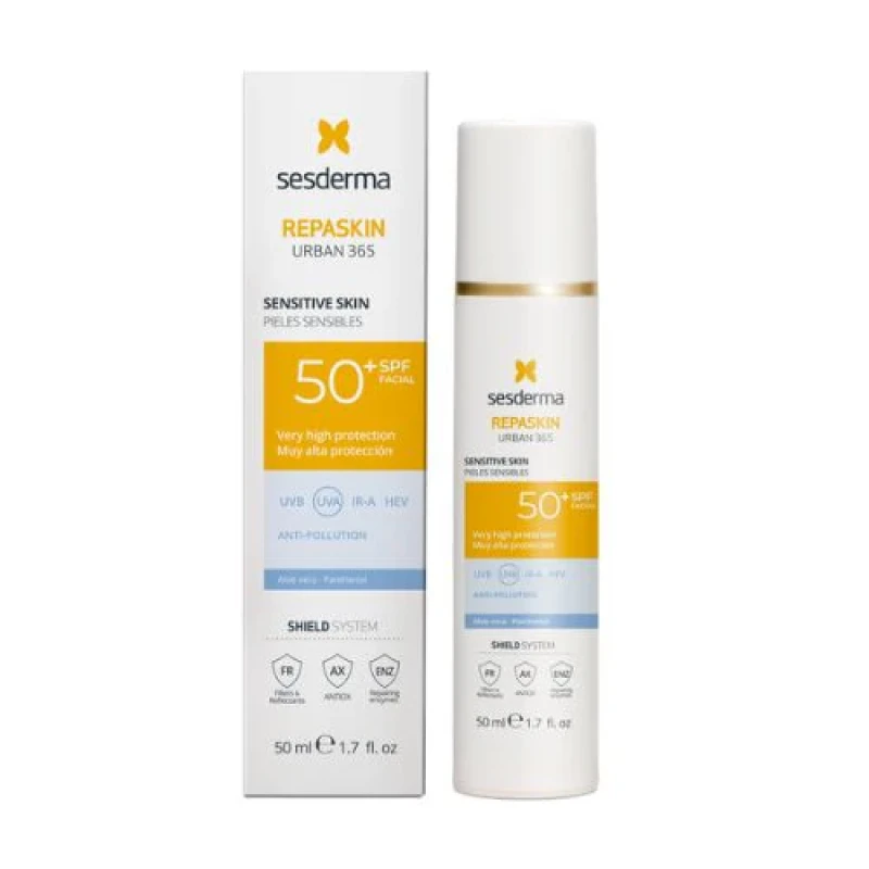 Sesderma Repaskin Urban 365 Sensitive SPF50 | Veido apsauginis kremas jautriai odai SPF50 50 ml