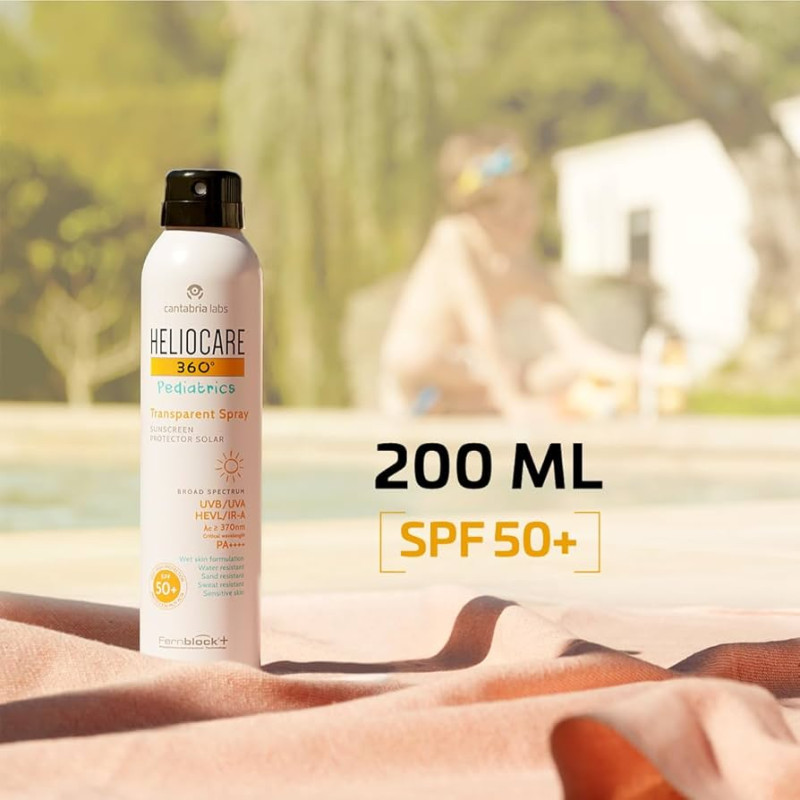 HELIOCARE 360° Pediatrics Skaidrus purškiklis SPF50+ | Skaidrus saulės apsaugos purškalas vaikams, 200 ml