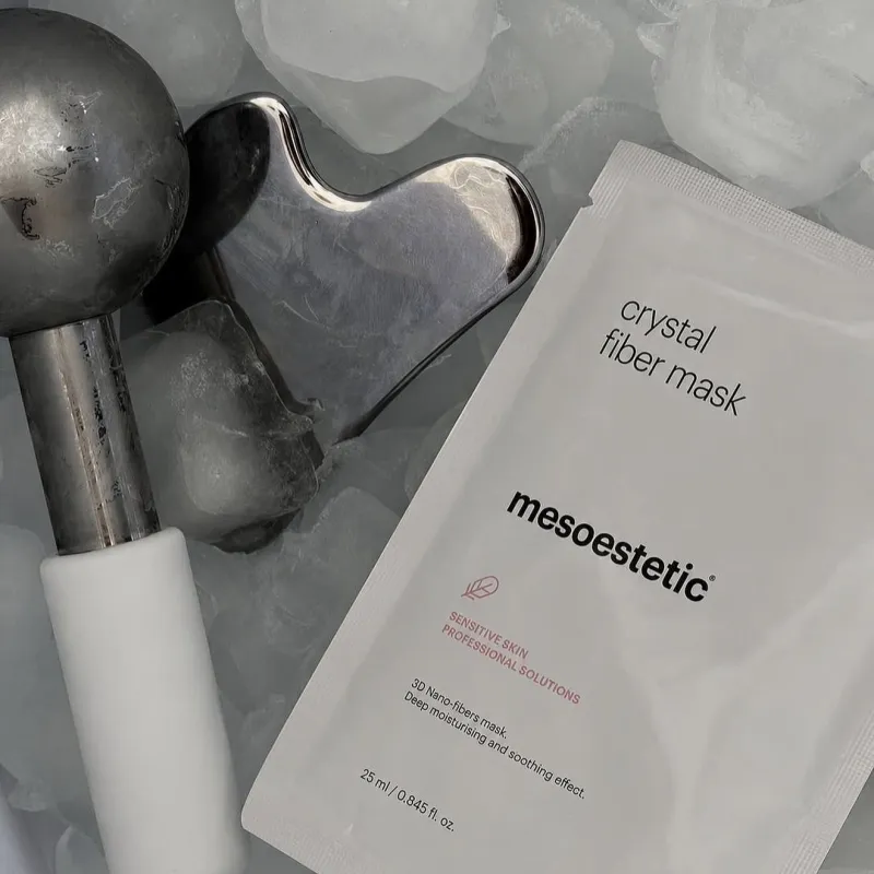 Mesoestetic Crystal Fiber Mask | Успокаивающая и регенерирующая 3D нано-волокнистая маска для лица 5 × 25 мл