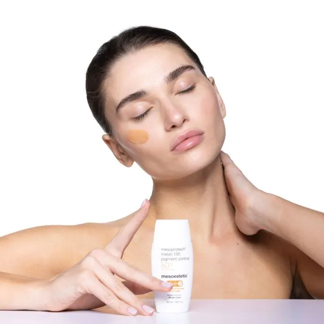 Mesoestetic mesoprotech® melan 130 pigment control | Тонированный солнцезащитный крем для кожи с пигментными пятнами 50 мл