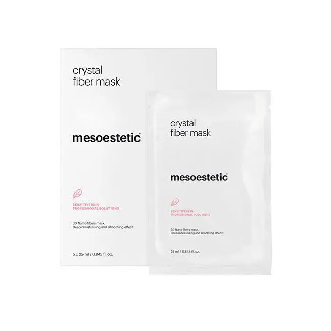 Mesoestetic Crystal Fiber Mask | Успокаивающая и регенерирующая 3D нано-волокнистая маска для лица 5 × 25 мл