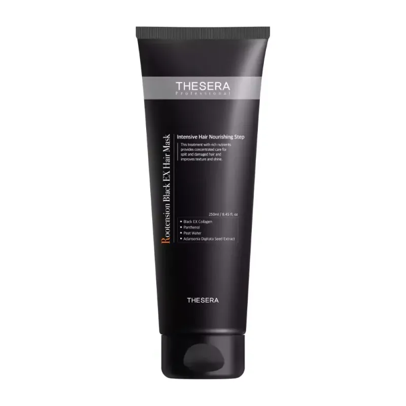 THESERA Rootension Hair Revival Set | Komplektas plaukstantiems plaukams (Rootension Black EX maska 250 ml + serumas 150 ml)