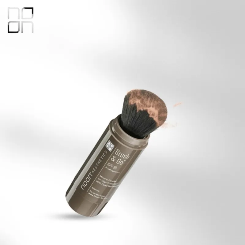 NOON Brush & Go papildymas SPF50 | Mineralinio SPF pudros įdėklas riebiai ir probleminiai odai, šviesus atspalvis 01, 3 × 5 ml