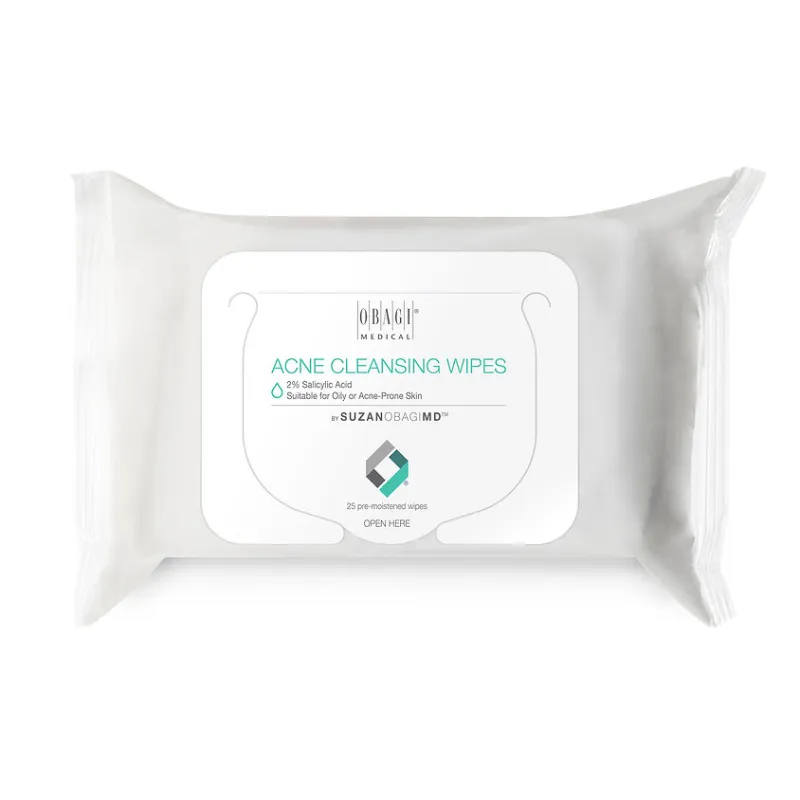 Obagi SUZANOBAGIMD Acne Cleansing Wipes | Valymo servetėlės nuo spuogų 25 vnt.