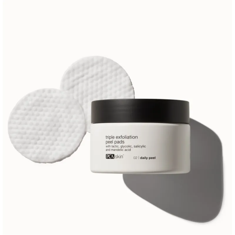 PCA Skin Triple Exfoliation Peel Pads | Trijų poveikių šveičiamojo poveikio diskai odos atnaujinimui 30 vnt.